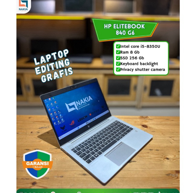 HP ELITEBOOK 840 G6 Intel core i5-8350U Ram 8 Gb lSSD 256 Gb Keyboard backlight Privacy shutter came