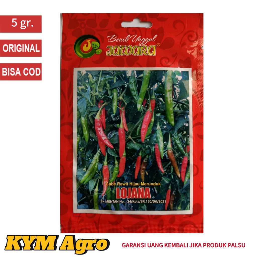 Benih cabe rawit hijau merunduk LOJANA isi 5 gr. bibit cabai