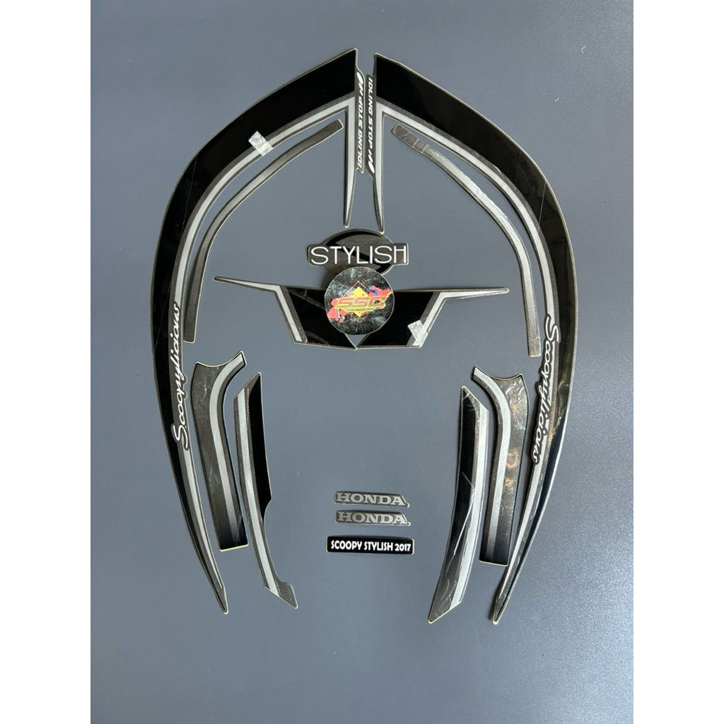 STRIPING STIKER SCOOPY STYLISH 2017 HITAM DOFF MATE BROWN GRADE ORI
