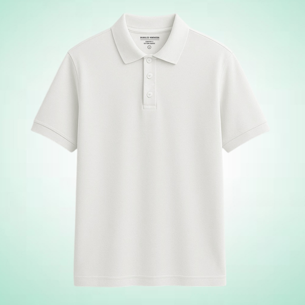 Mawa.co - Polo Kerah Putih T-Shirt Polos Lengan Pendek Baju Santai Pria & Wanita