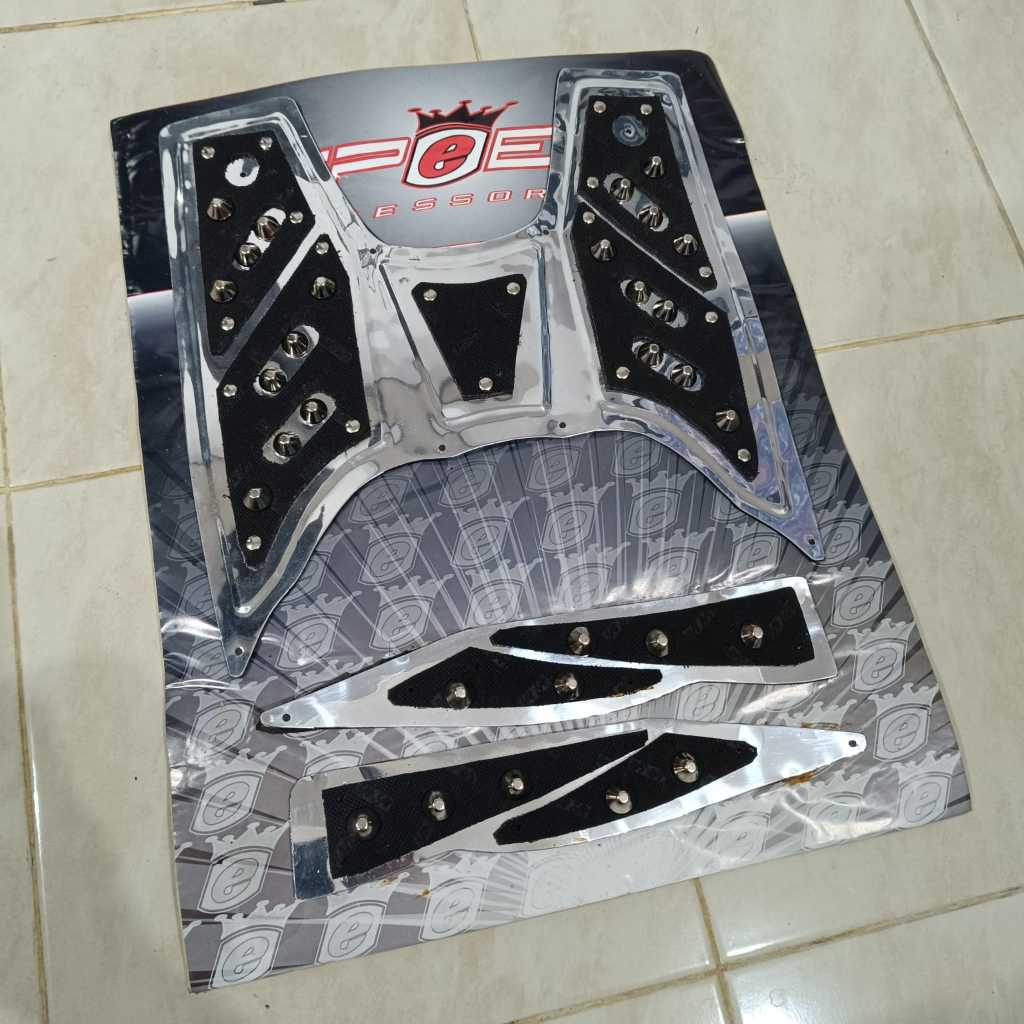 (COD) PLAT BORDES PIJAKAN KAKI SCOOPY 2010 - 2024 / BEAT KARBU / MIO J FULL STAINLESS STEEL ANTI KAR