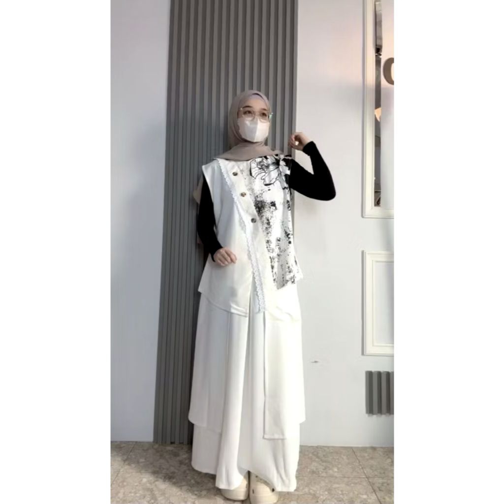 ARUNA SET ROK DAN VEST BAHAN SABRINA ANTI UV