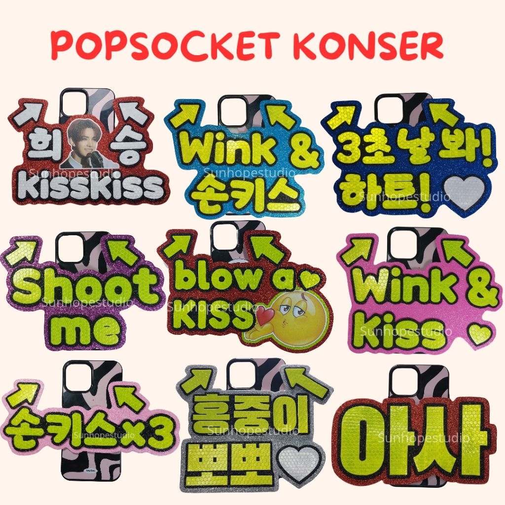 Popsocket Konser Griptok Fanboard Nameboard Kpop NCT Dream 127 Wish BTS Enhypen ILLIT ALD1 ZB1 Ateez