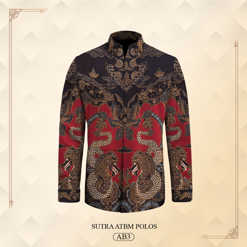Kemeja pria lengan panjang pola batik tulis bahan atbm sutera premium baju batik tulis polosan pria 
