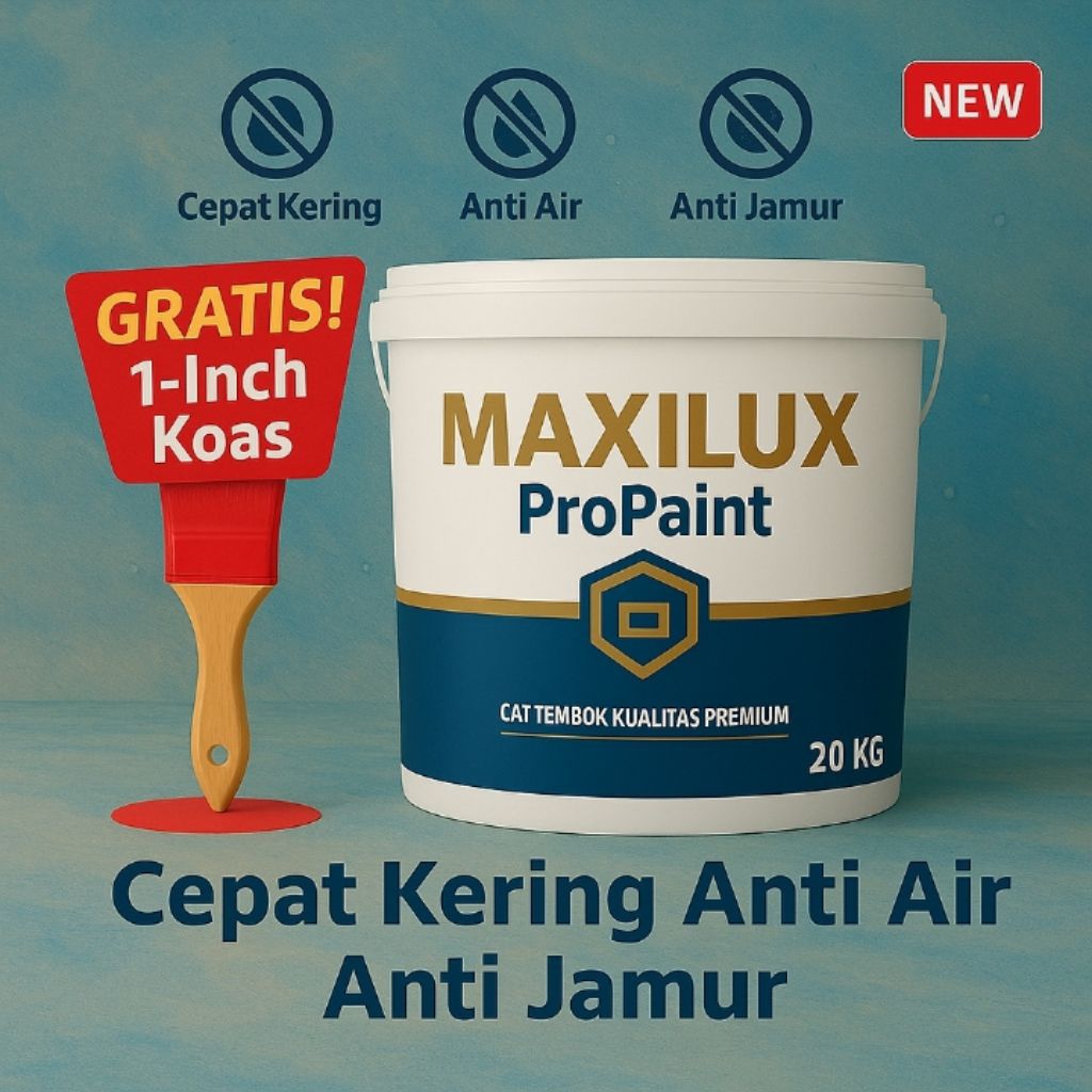 Cat Tembok Maxilux ProPaint 20kg – Warna Cerah Tahan Lama + Gratis Kuas 1 Inch