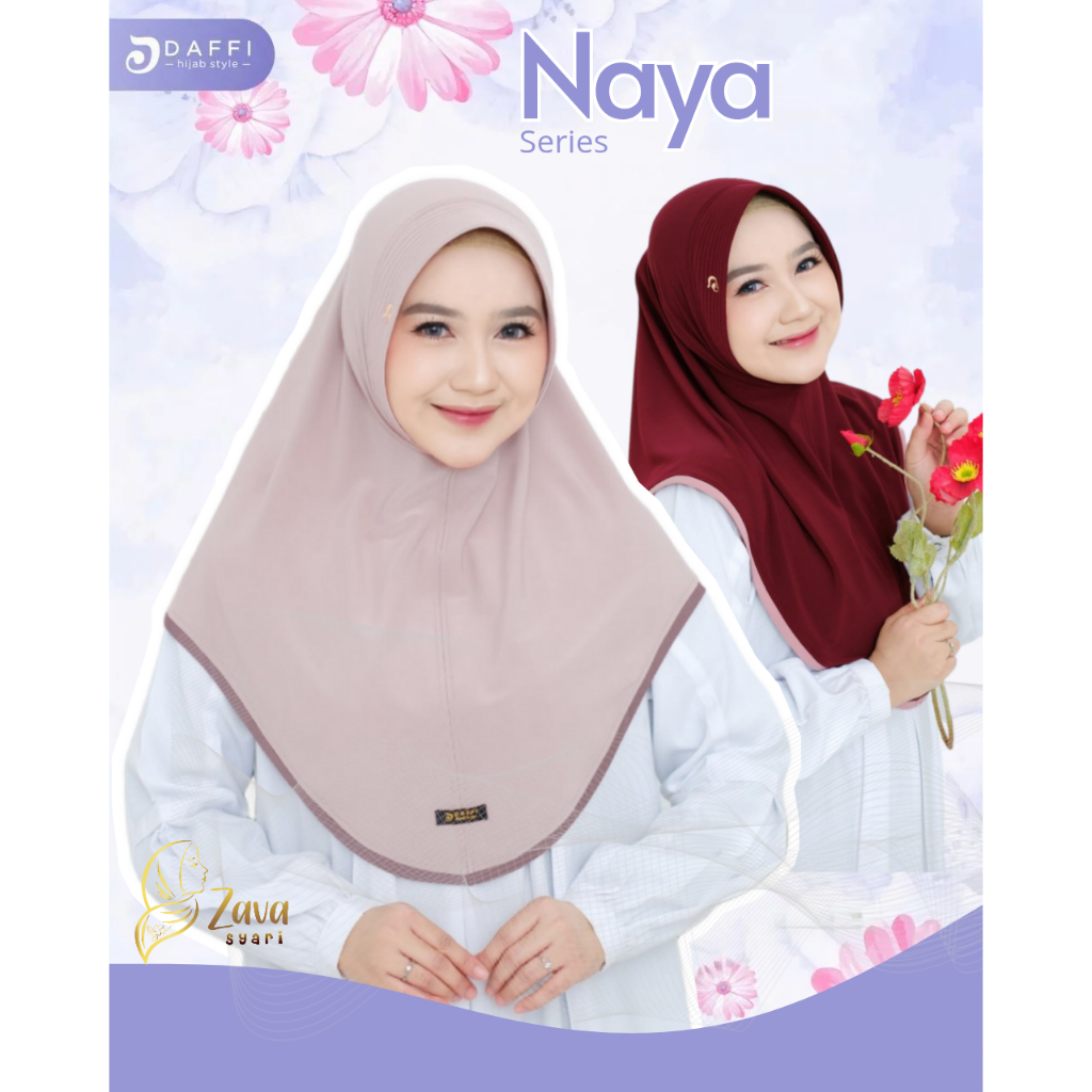 Naya Daffi Hijab daily simpel model oval jilbab nutup dada aksen list tepi super cantik