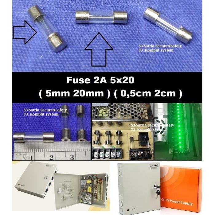 Fuse 2A 5 x 20 mm Sekring kecil glass Kaca 2a 2ampere 2amper bisa untuk power supply 12v 5A 10A 20A 