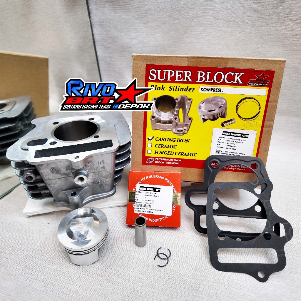 BLOK CAST IRON & FORGED PISTON BRT C100 GRAND SUPRA FIT & REVO 100 53.40