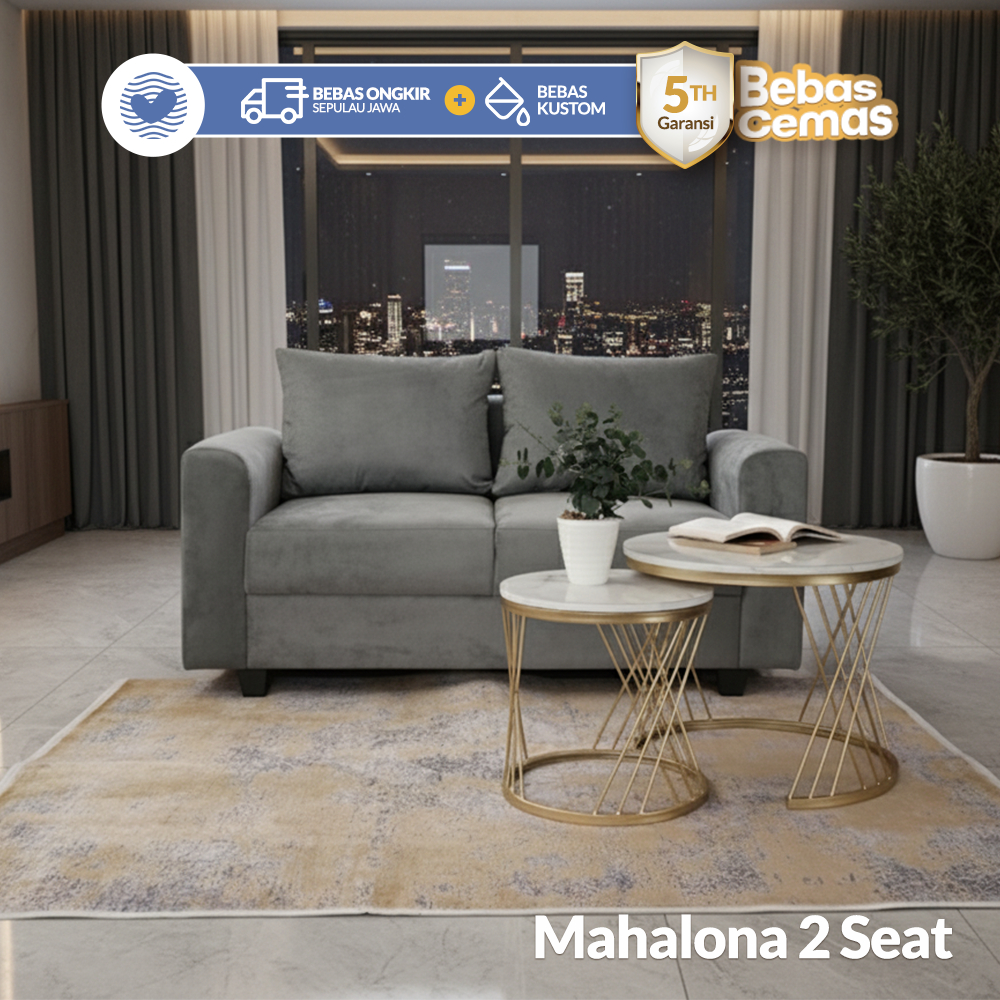 LOVISE Sofa Mahalona 2 Seat Bludru Anti Cakar Kucing - Skandinavian 2 Dudukan