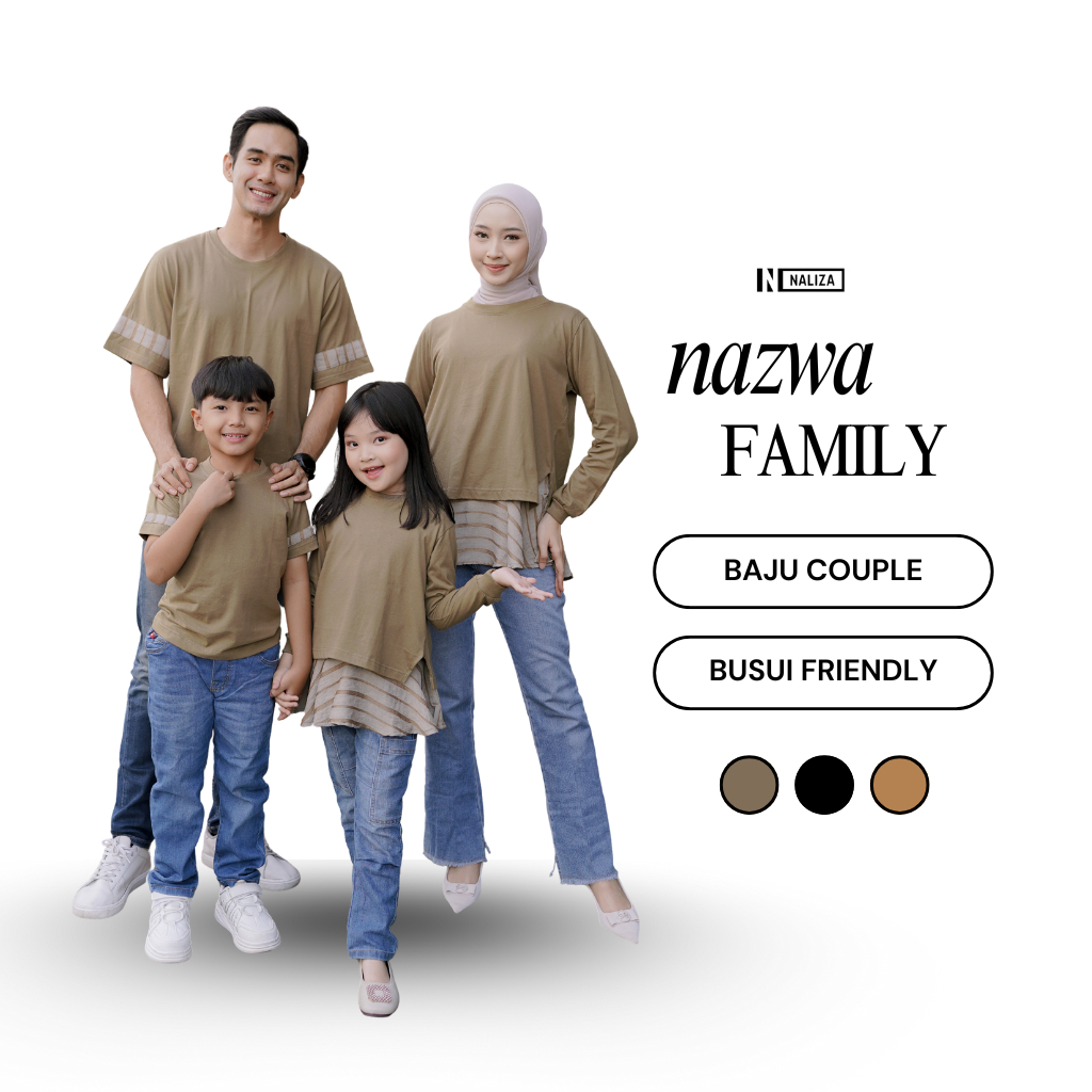 Naliza - Nazwa Family Set Couple Atasan Kaos Kombinasi Salur Terpisah / Set Family Couple / Baju Cou