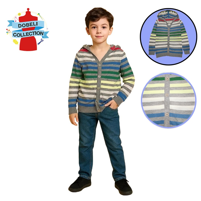 CARDIGAN OUTERWEAR SWEATER RAJUT ANAK LAKI-LAKI 7 - 8 TAHUN SALUR Z - 1470-8
