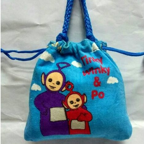 Tas Anak Perempuan Tote Bag Tali Serut Lucu Motif Teletubies Biru