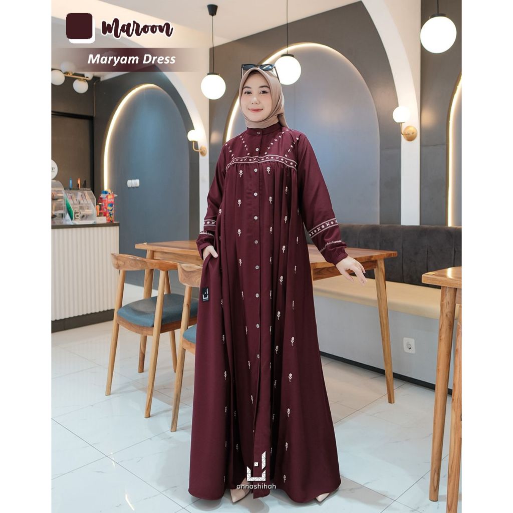 ANNASIHAH MARYAM GAMIS N GLIZS YORIS MORENA BORDIR CANTIK OOTD LEBARAN