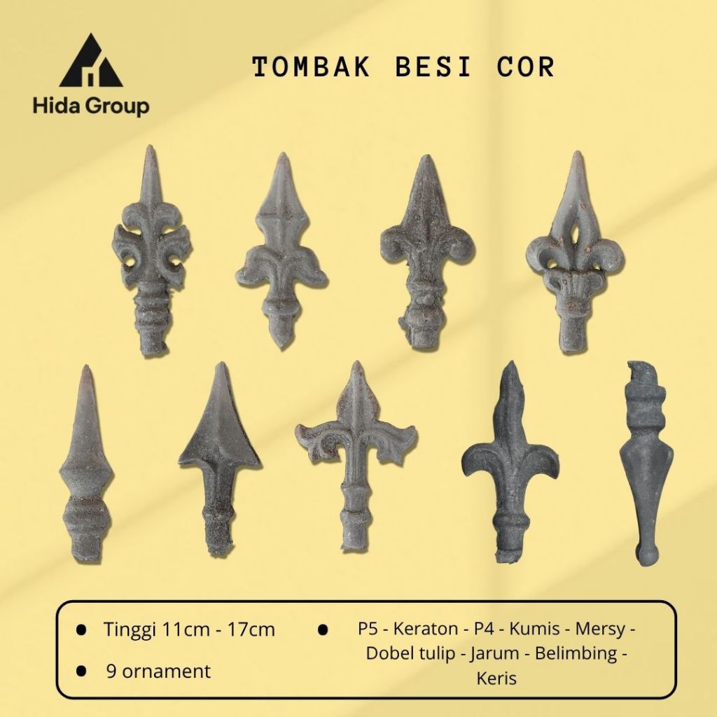 (ORIGINAL) Ornament Pagar Tumbak Besi Cor | Aksesoris Pagar Tralis dll