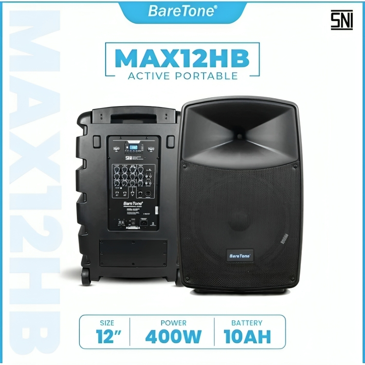 Speaker Aktif Portable Baretone 12 Inch MAX12HB/Speaker Karaoke Bluetooth Baretone 12" MAX 12 HB