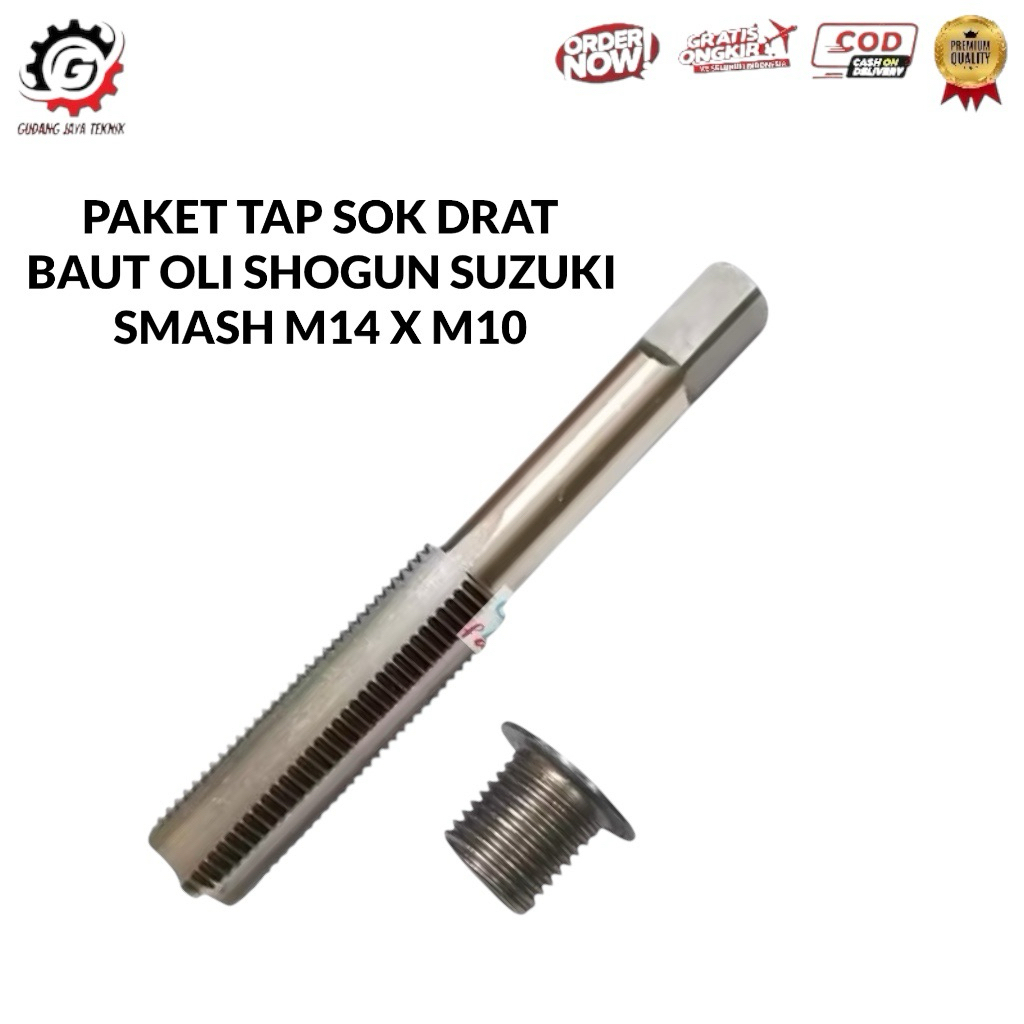 Tap Set Sok drat bosh drat oli mesin motor suzuki smash shogun drat baut 14