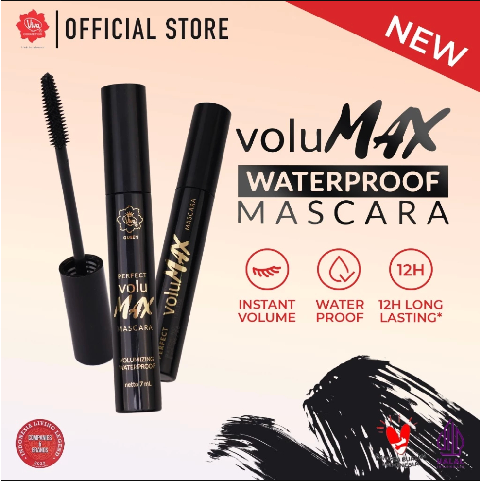 [NEW] Viva Queen VoluMAX Waterproof Mascara: Instant Volume with 360° Max Brush, Smudgeproof & Quick