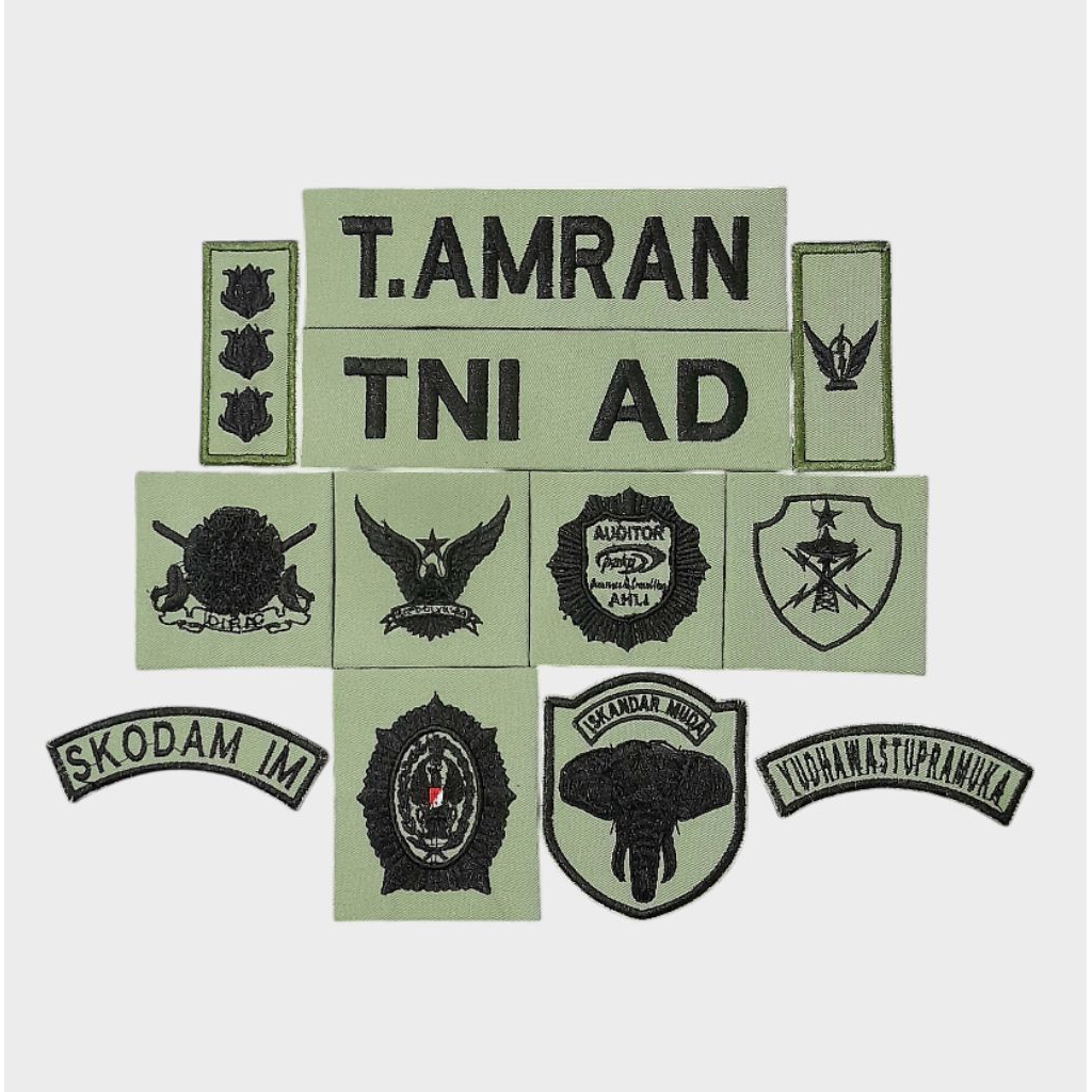 papan nama atribut pdl terbaru kostrad sage green tri matra tni