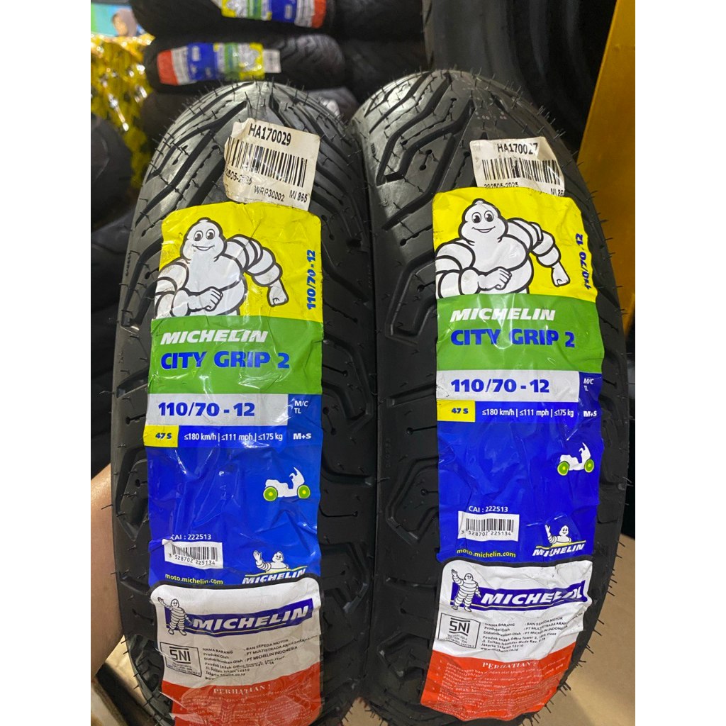SNI 1Set BAN MICHELIN { 110/70-12, 120/70-12, 130/70-12 } CITY GRIP 2 TUBELESS Ban Motor MATIC, MONK