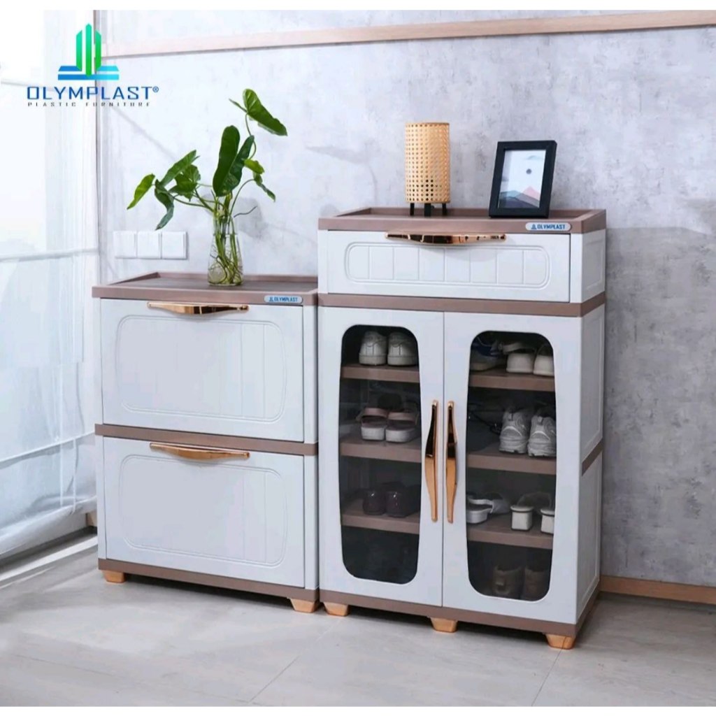 Lemari Sepatu Olymplast SRO 2K1L/Lemari Sepatu Transparan/Lemari Sepatu 2 pintu
