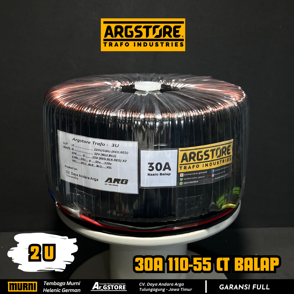 Trafo toroid donat 30A 110V CT Helenic German