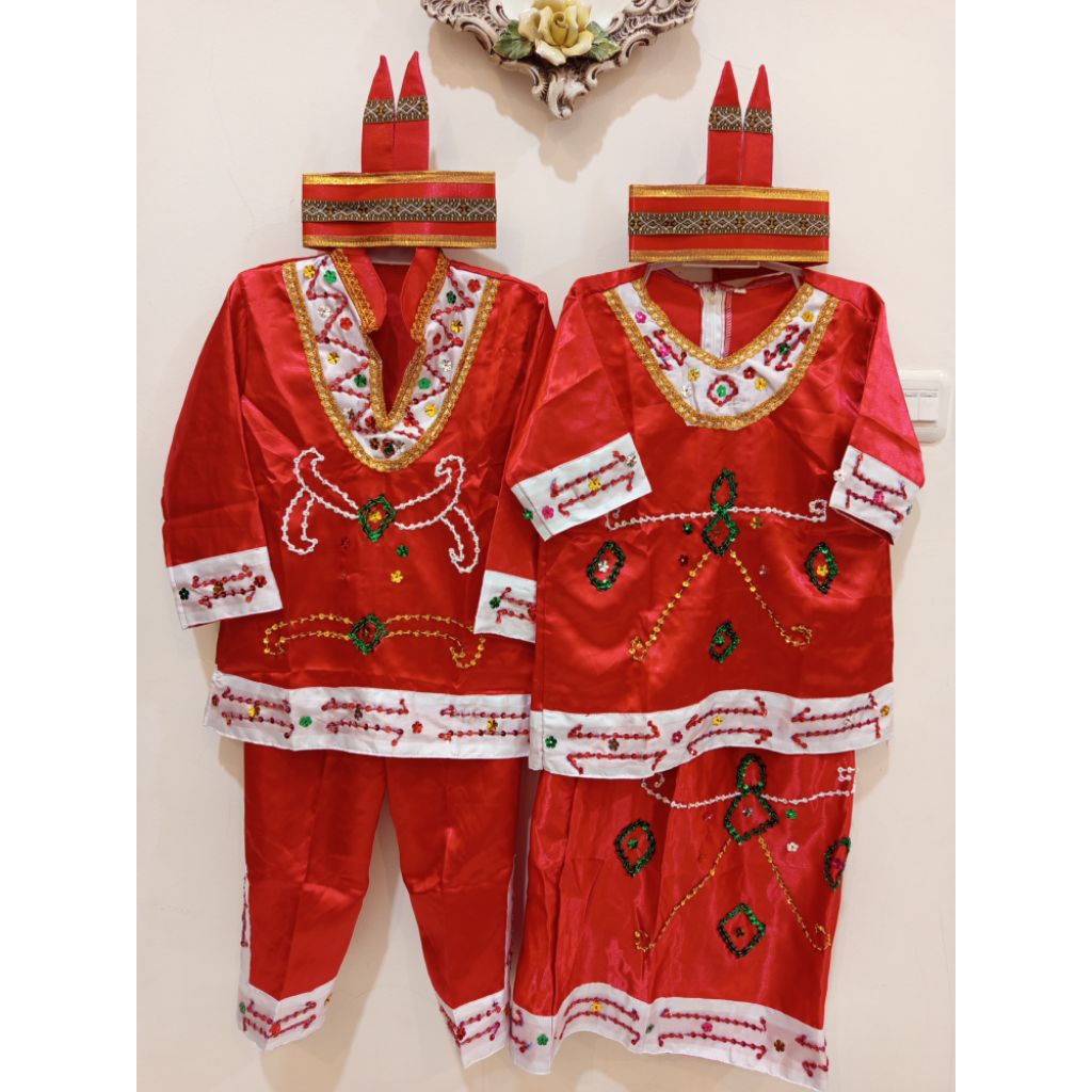 Baju Adat Dayak Kallimantan Tengah Anak Paud TK SD Laki Perempuan Cewek Cowok / Pakaian Adat Kalteng