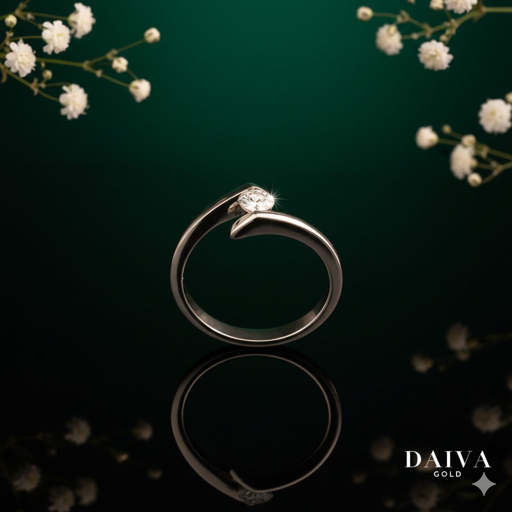 [NEW] GIA Certificate - Cincin Emas Asli Batu Berlian Celine Diamond Ring 17K - Size 12