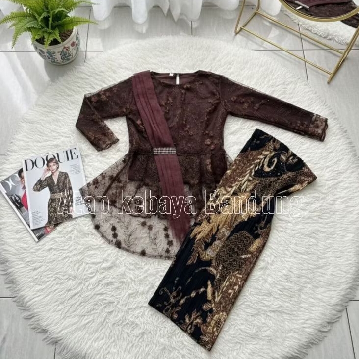 [AKB2] Setelan Kebaya Anak Perempuan Model Slayer Rok Span Plisket Cocok Untuk Usia 3-14tahun Fashio