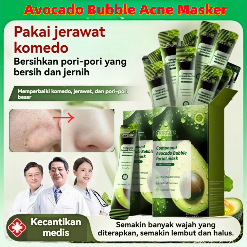 masker komedo Avocado Bubbles Masker Masker Gelembung Alpukat Masker Komedo Dan Pori Pori Wajah Bubb