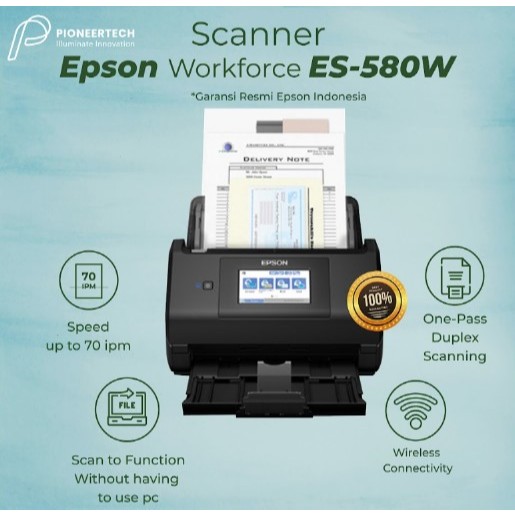 Scanner Epson WorkForce ES-580W ES580W ES 580W - ADF, Scan-to Function, Wireless connectivity
