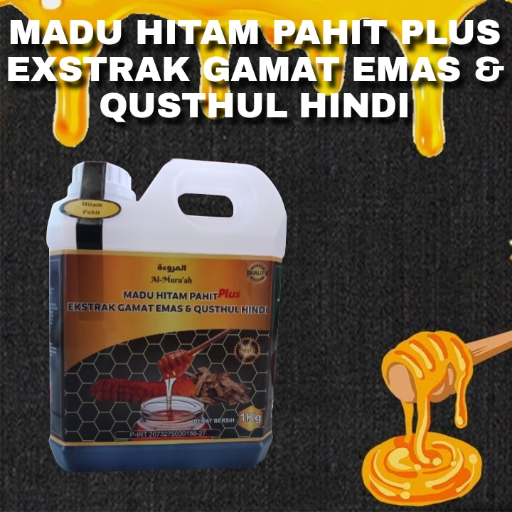 AL-MURU'AH Madu Hitam Pahit Gamat Emas/Tripang dan Qusthul Hindi solusi sakit liver diabetes jantung