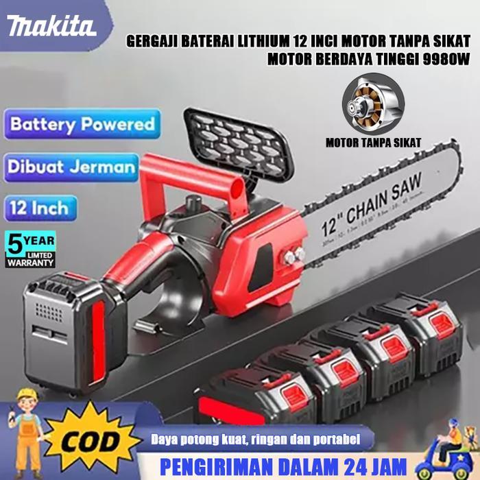 Mesin gergaji mini pemotong kayu 12 inch gergaji mesin listrik baterai portable