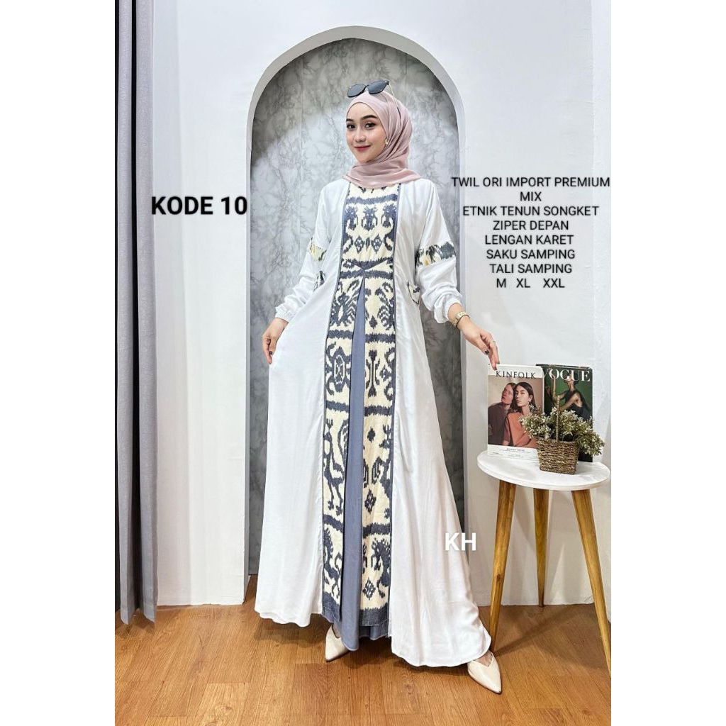 Gamis tuwill [ abaya kombinasi ]  gamis busui kombinasi Tenun etnik