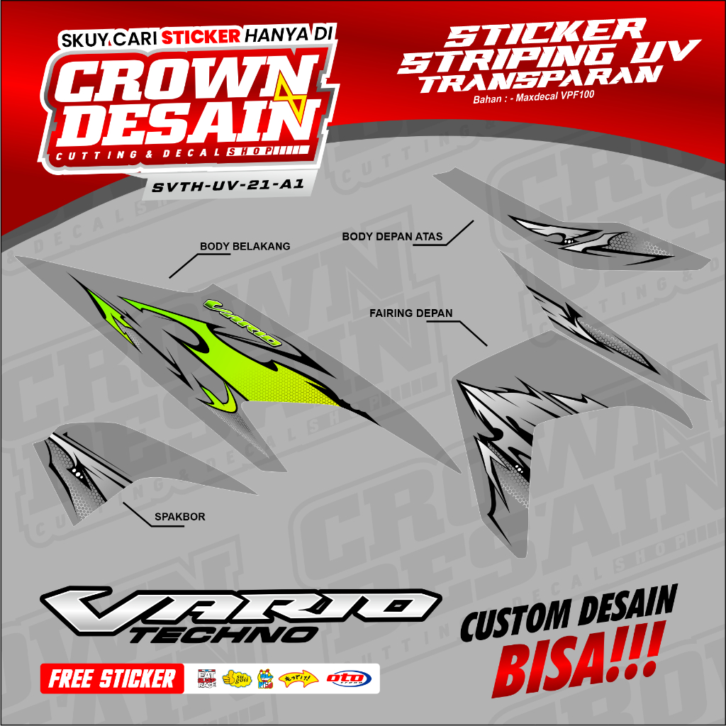 Stiker striping variasi honda vario 110 techno tahun 2009-2011-STIKER STRIPING LIS LES BODY MOTOR VA