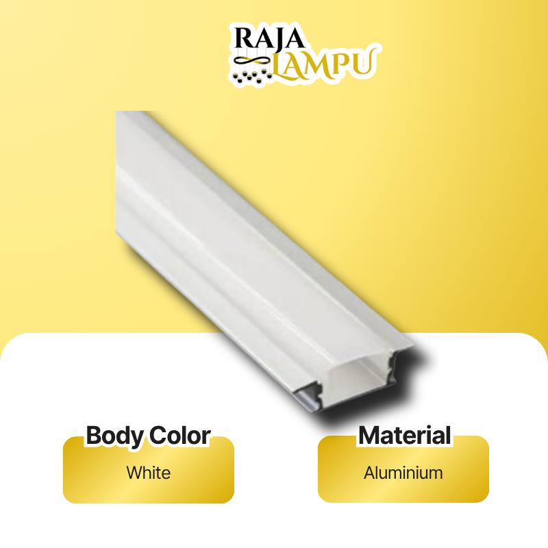 Aluminium Cover Lampu Led Strip Kap Housing / Pelindung Lampu YW SHAPE Uk 1M 2M