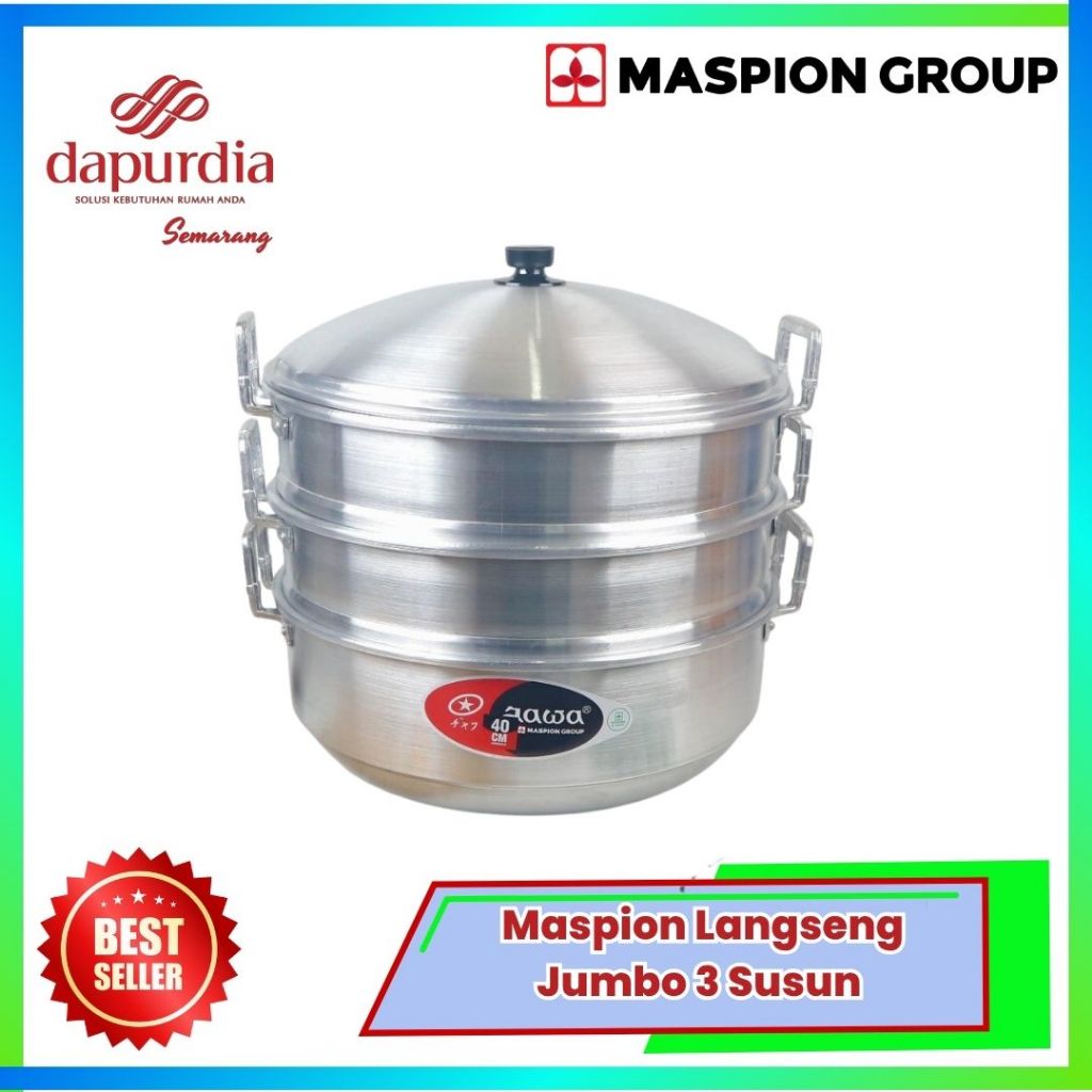 Maspion Langseng Jumbo / Dandang Kukusan Jumbo 3 Susun - 33cm, 36cm, 40cm Aluminium Jawa - DMS