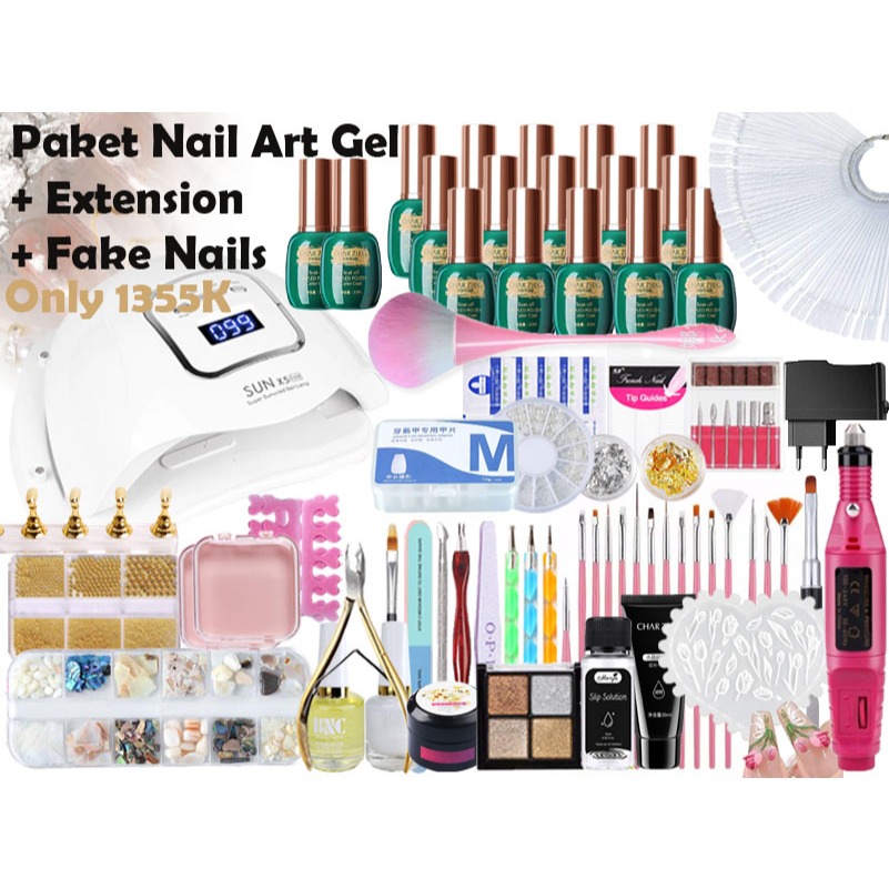 PAKET NAIL ART GEL 10WARNA 60WARNA LENGKAP / PAKET USAHA NAIL ART LENGKAP / PROFESIONAL NAIL ART SET