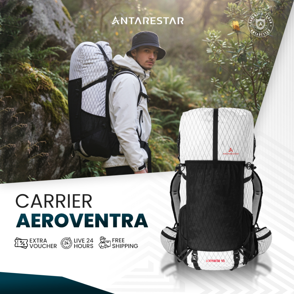 ANTARESTAR Official - Carrier Aeroventra 40L-50L Ringan & Expandable Waterproof Anti Air Bahan Nylon