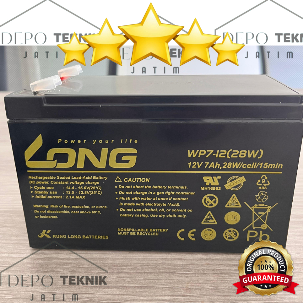 AKI KERING SEMPROTAN SPRAYER PERTANIAN SWAN, CBA, NAGASAKI, DGW ELEKTRIK TIPE 12V 7Ah ORIGINAL LONG