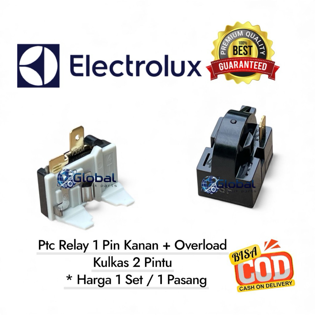 [1 Set ] Ptc Relay 1 Pin Kanan + Overload Kulkas 2 Pintu / Relay kulkas ELECTROLUX 2 Pintu