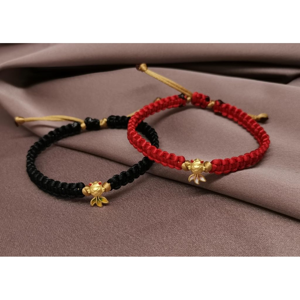 Gelang Emas Asli Ikan Koi 24k Hongkong 999.9 Random Tali