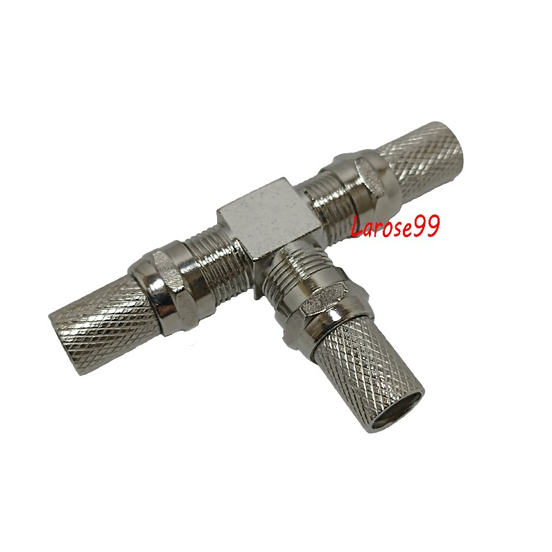 Splitter Antena TV T to F 1Set /  Sambungan Kabel Antena Coaxial cabang 2 / T Drat Antena TV 1Set De
