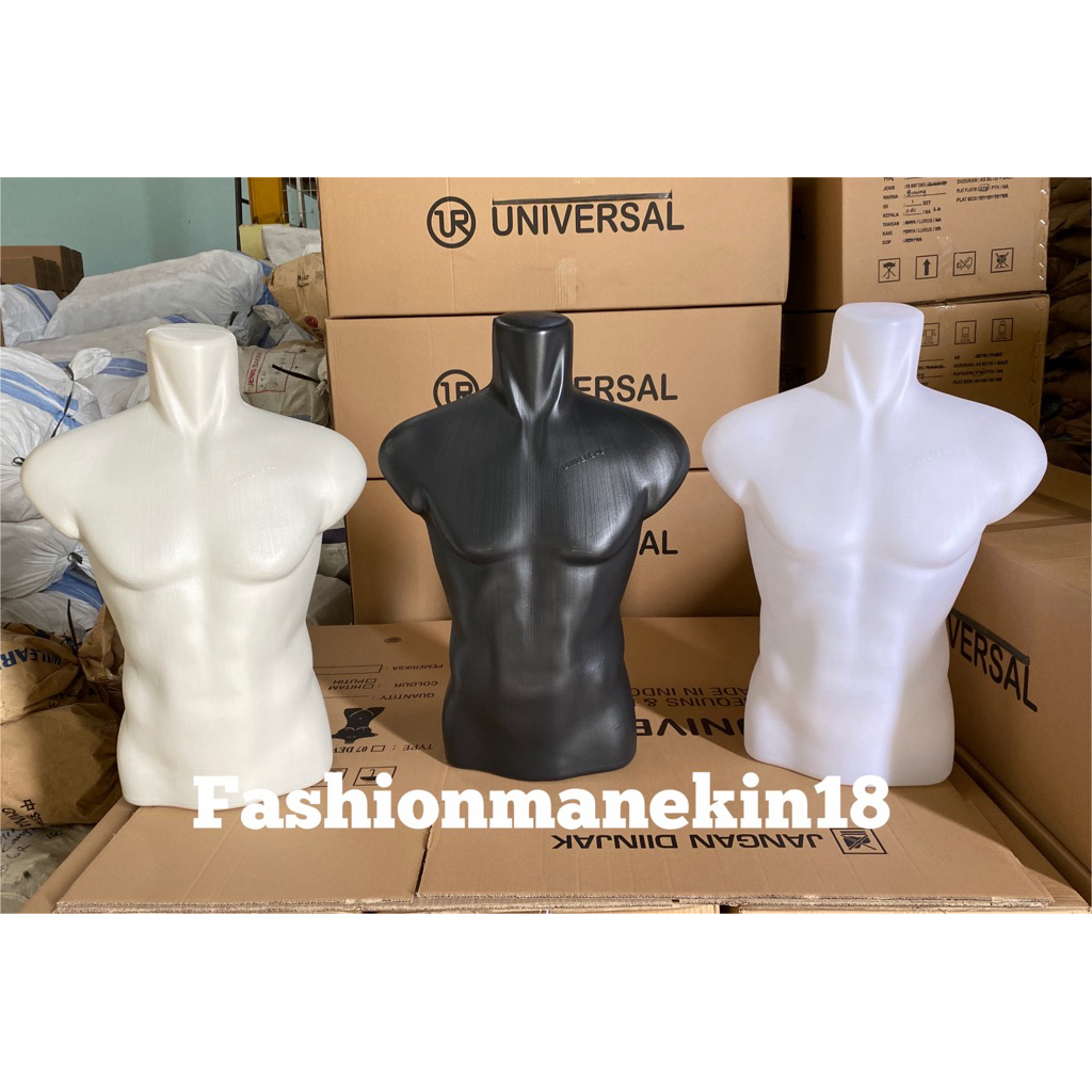 MANEKIN PRIA OTOT DEWASA SETENGAH BADAN + PATUNG BAJU PRIA + PATUNG PRIA PLASTIK + DISPLAY BAJU PRIA
