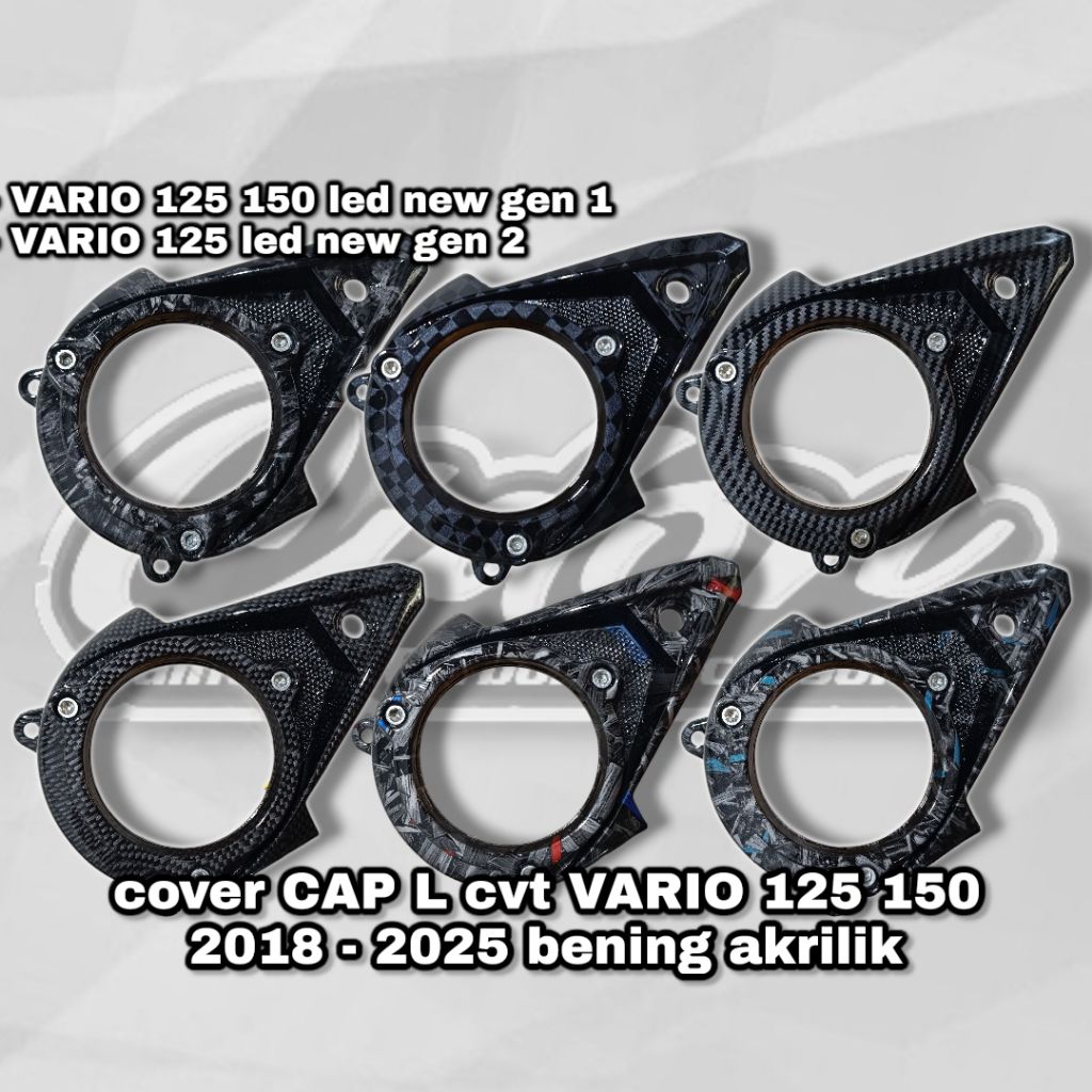 cover cap L cvt keongan transparan akrilik carbon wtp celup vario 125 150 led new non engkol gen 1 2