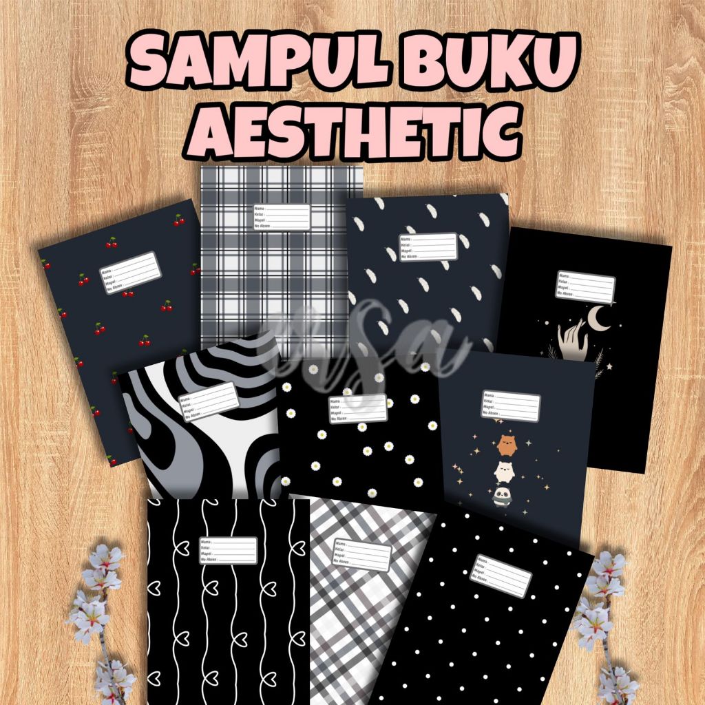 5 LEMBAR SAMPUL BUKU TULIS  AESTHETIC HITAM RANDOM UKURAN BUKU SIDU DAN BIGBOSS
