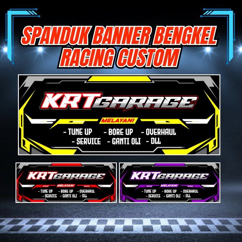 SPANDUK BANNER BENGKEL RACING CUSTOM UKURAN DAN TULISAN