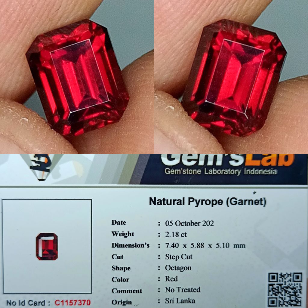 NATURAL PYROPE GARNET RED SRILANKA MEMO GLI LAB
