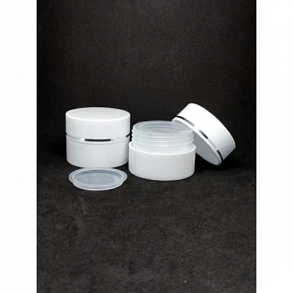 Pot Cream 10 Gram PS Putih List Silver | Pot Krim 10gr PS | Pot Cream 10gram PS