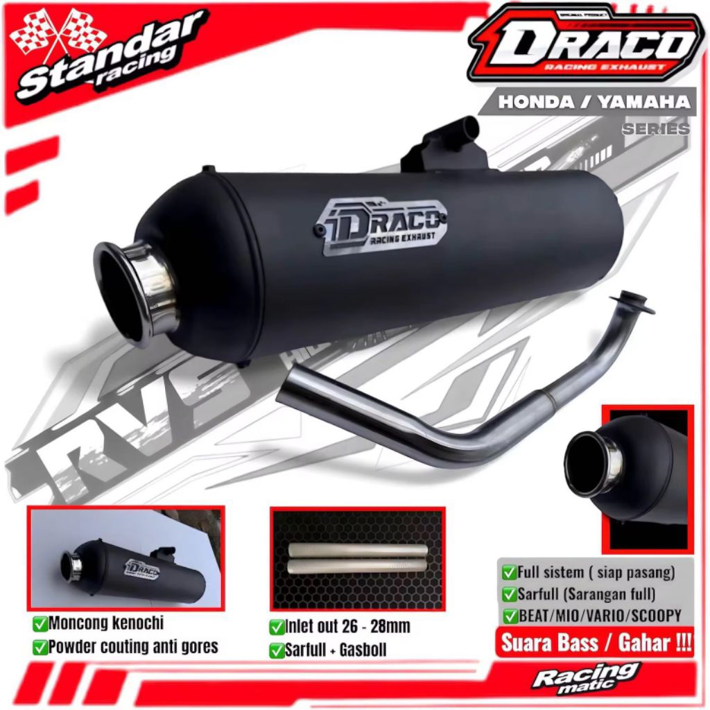 KNALPOT STD RACING DRACO KENOCHI BEAT BEAT FI SCOOPY MIO MIOJ M3 XEON XEON RC VARIO CBS VARIO 125 NE