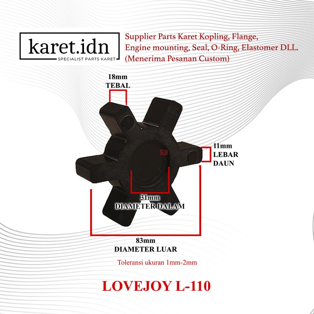 KARET KOPLING L 110 COUPLING KOPEL 110 L110  L-110 L RUBBER LOVEJOY L-110